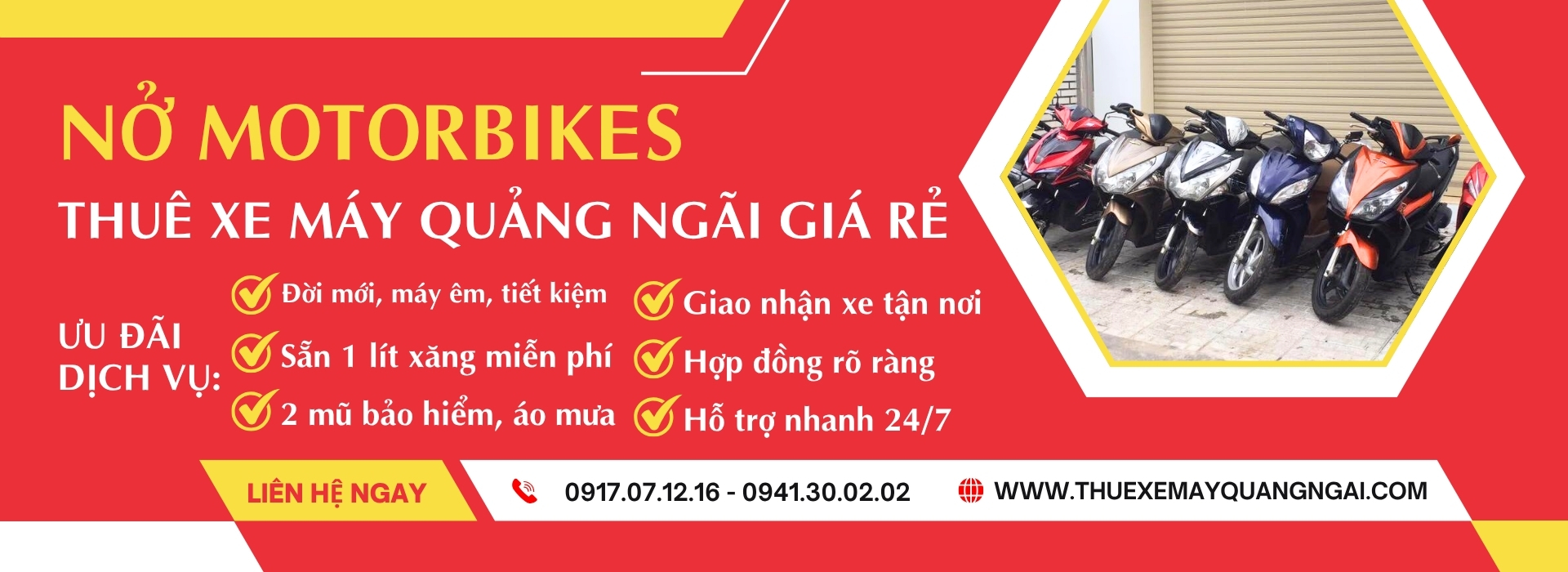 Thuê xe máy Quảng Ngãi uy tín, giá rẻ